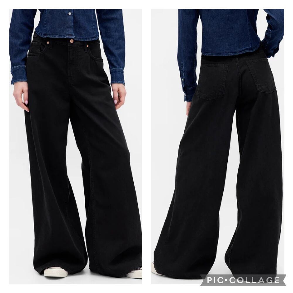 GAP Extra Baggy Low Rise Jeans Black Ultra Soft Denim Size 27 - Picture 1 of 6